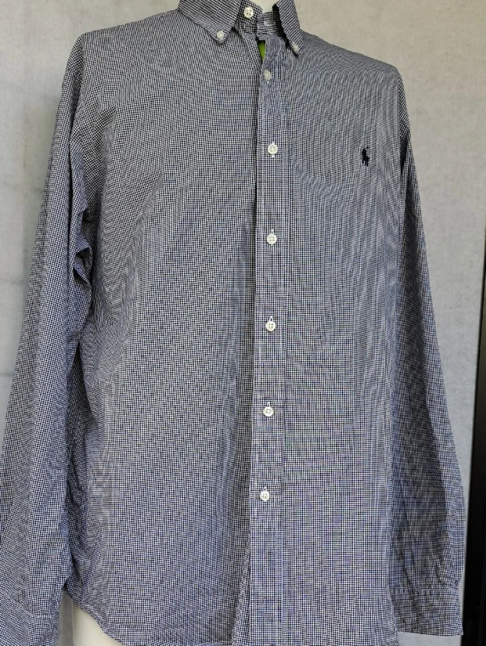 Polo by Ralph Lauren Navy and White Micro-Check Button-Down Shirt